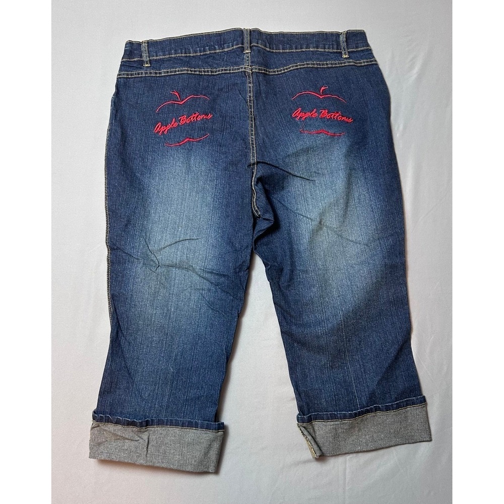 VTG Y2K Apple Bottoms Women's Denim Capris Cropped Jeans Embroidered Size 20W - Picture 3 of 9